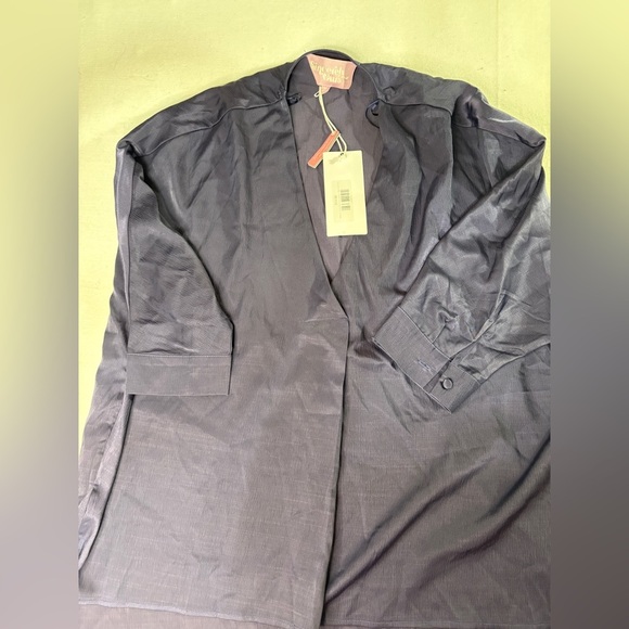 Sincerly Jules Tops - Sincerely Jules Smoke Blue Satin Top Size Medium